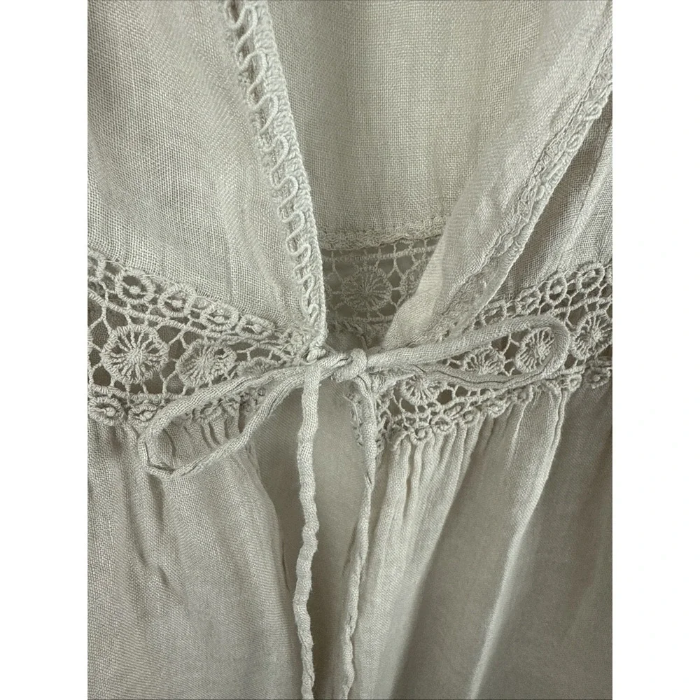 Francesca Bettini Beige Boho 100% Linen Wrap Beach Cover Up Dress Made In Italy